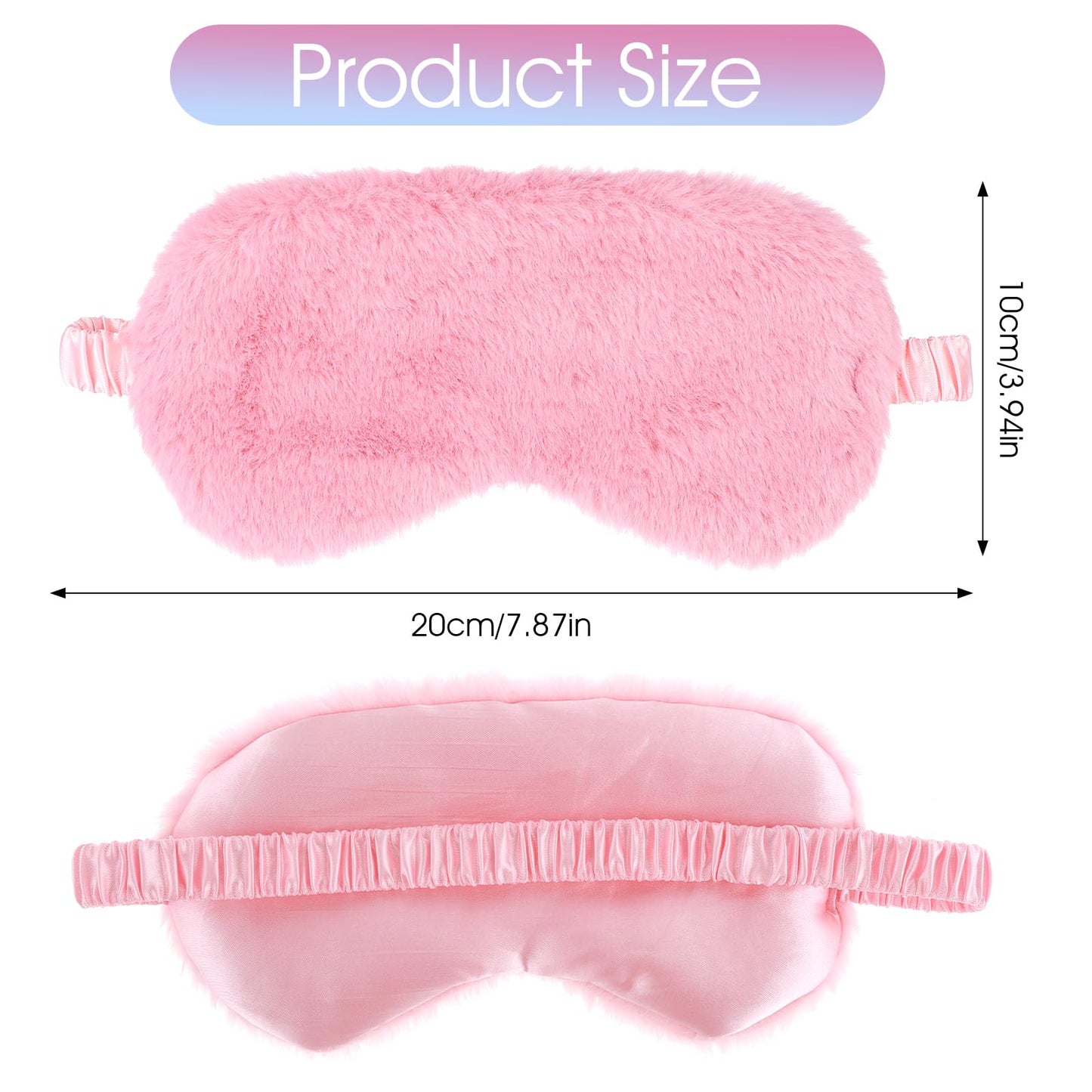2 Pcs Plush Eye Mask Soft Sleeping Blindfold Eye Cover Comfortable Furry Faux Fur Sleeping Mask Satin Nap Night Eyeshade Cover for Women Men Gift (Pink)
