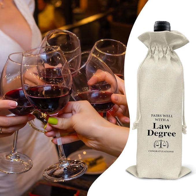 HOIJAUMAI Law Degree Graduation Gifts Law Graduation Gift Law Graduation Wine Bag Pairs Well with a Law Degree Wine Gift Bags for Women Men