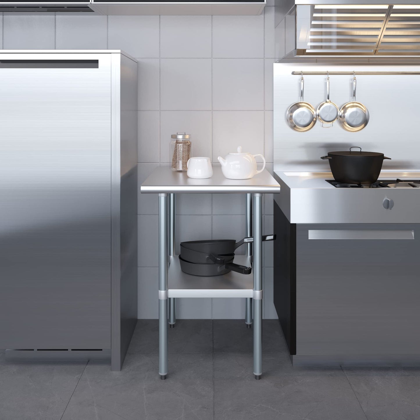 AmGood 30 in. x 24 in. Stainless Steel Work Table | Metal Kitchen Food Prep Table | NSF