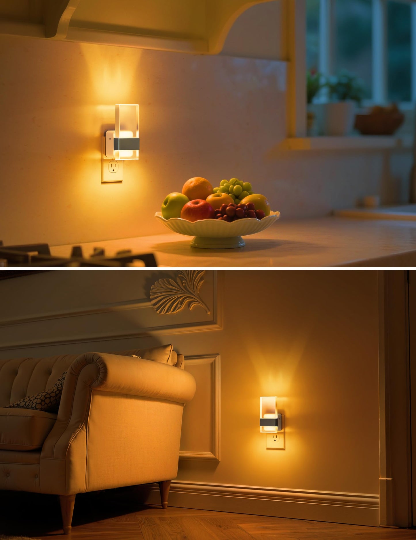 L Lohas Led Night Light  Amber Night Lights Plug Into Wall  Dusk-To-Dawn Sensor Decorative Night Light  0-100Lm Dimmable Nightlights  Wall Sconce-Style Acrylic Nitelight For Bathroom  Hallway Gift
