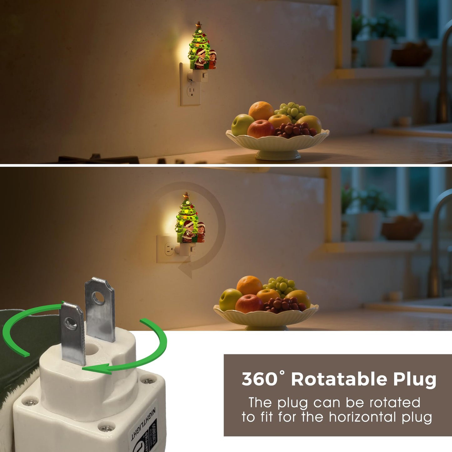 L Lohas Christmas Tree & Snowman Night Light  3000K Warm White Plug-In Resin Nightlight With 360?Rotatable Plug  Holiday Home & Kids Room Decor  1 Pack