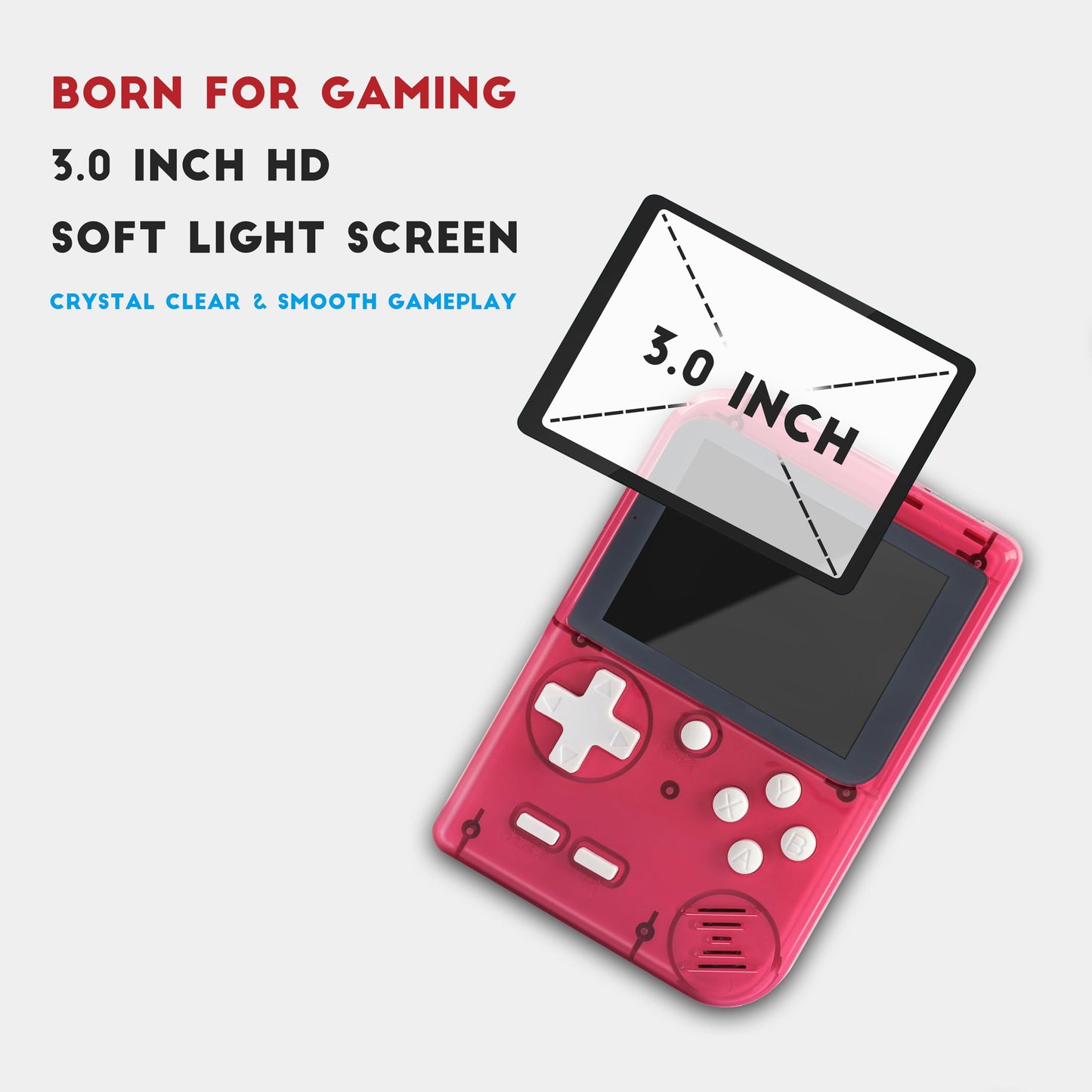 Retro Handheld Game Console,Portable Video Game Console with 256 Classic Games, 3.0 inches HD Screen, Support TV & Two Players Present for Adults Red