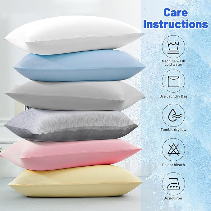 Cooling Pillow Cases for Hot Sleepers - Double Side Arc-Chill Q-Max>0.5 Cooling Fiber Cool Pillow Cases 2 Pack - Breathable Soft Cold Pillow Cases with Hidden Zipper (20" x 30")