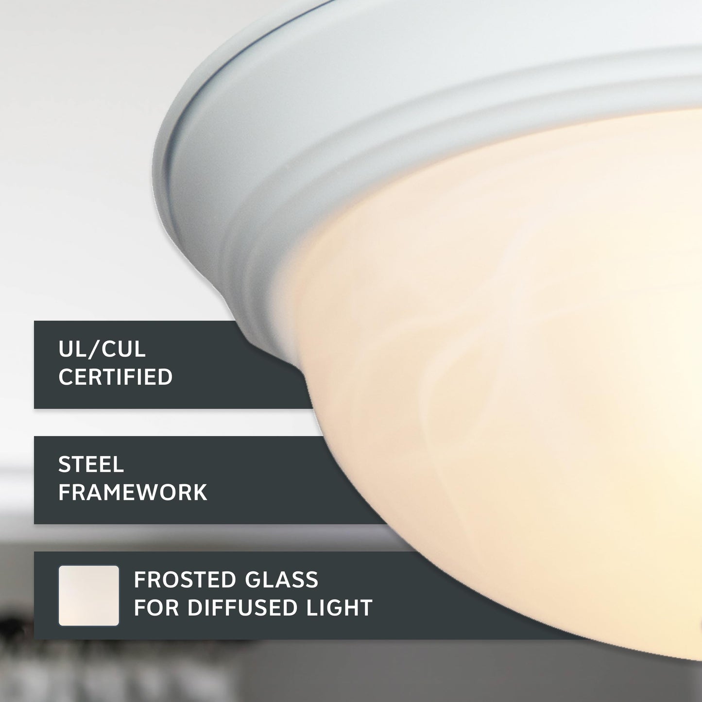Designers Fountain 2-Light Flush Mount Ceiling Light, 11 in, Glass, White, Model 1257S-WH-AL