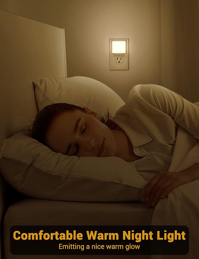 JandCase Night Light, 4 Pack Night Lights Plug into Wall with Auto Light Sensor, 3000K Warm White Nightlight Plug in, LED Night Lights for Kids Adults Bathroom Hallway Kitchen