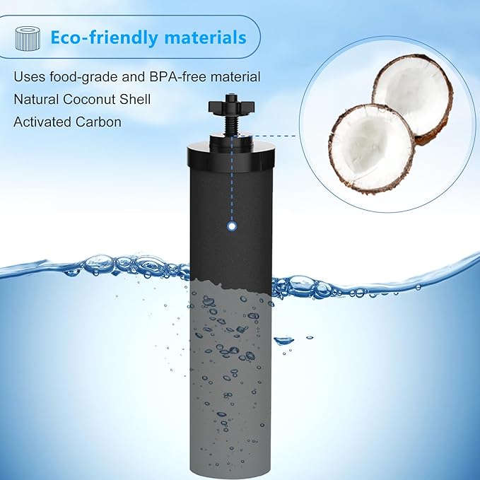 Black Filters by NSF/ANSI 42 Certified, Replacement for BB9-2® Purification Elements Filters, Compatible with Berkey Gravity Filtration System, Replacement for Berkey Black Filters 2 Pack