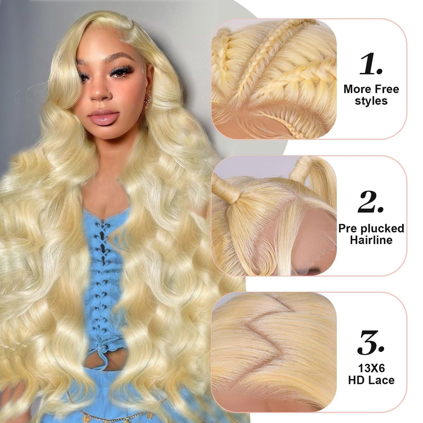 Quiport 613 Lace Front Wig Human Hair 210 Density Blonde Wig Human Hair 613 HD Lace Frontal Wig 13x6 Body Wave HD Lace Front Wig