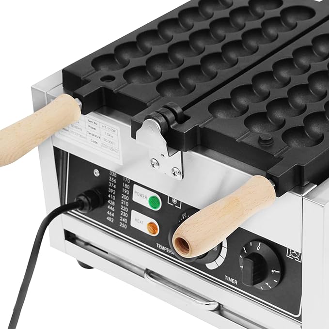 Waffle Making Machine, Mini Egg-Shaped Bubble Waffle Maker Commercial, 6-Skewer Capacity with Adjustable Timer & Temperature Control, for Home Kitchen Restaurant Use, Silver