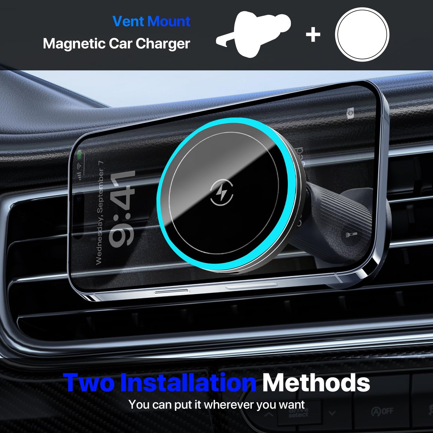 For 15W Magsafe Car Mount Charger,Magnetic Wireless Car Charger For Iphone 16/15/14/13/12 Series, Auto- Magnetic Tight Phone Hol