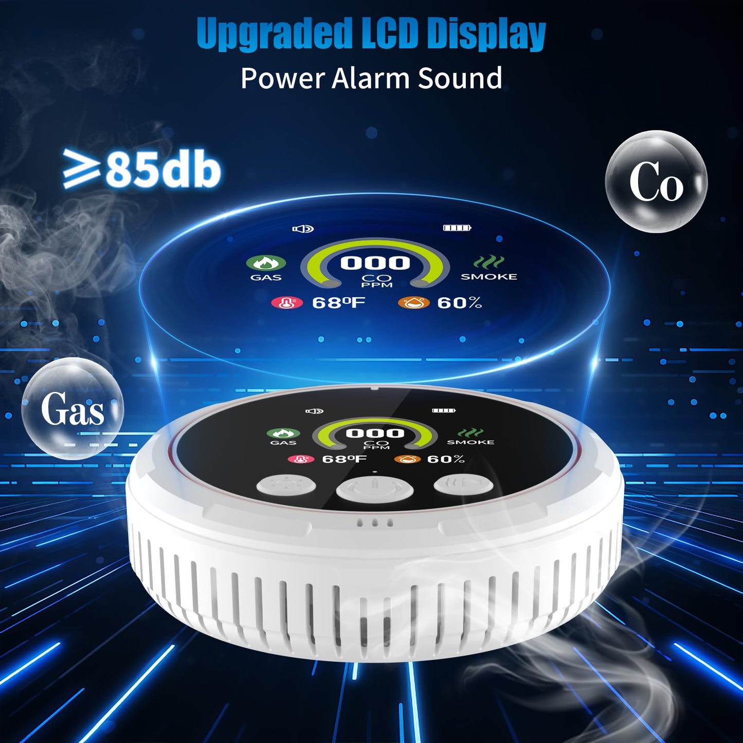 5-in-1 Carbon Monoxide Detectors &Smoke &Natural Gas Leak Detector, Portable Carbon Monoxide Detectors Plug in & Battery Backup - Hotel and Travel Safety