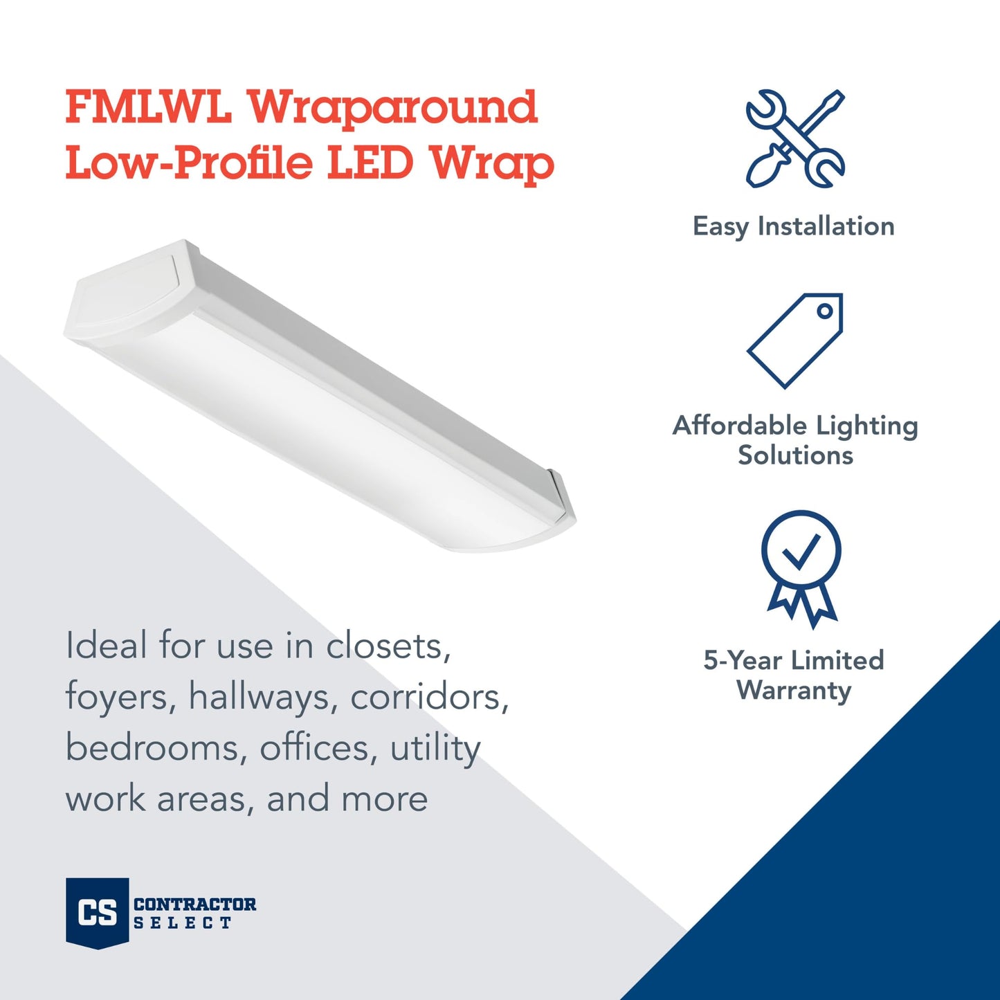 Lithonia Lighting LED Wraparound Flush Mount Light, 24-Inch, 4000K, Alloy Steel, Model FMLWL 24 840 ZT MVOLT, 120-277V