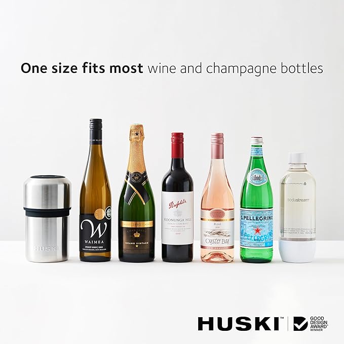 Huski Wine Chiller | Award Winning Iceless Design | Keeps Wine Cold up to 6 Hours | Next Generation Ice Bucket | Fits Some Champagne Bottles | for Wine Lovers (Pink)