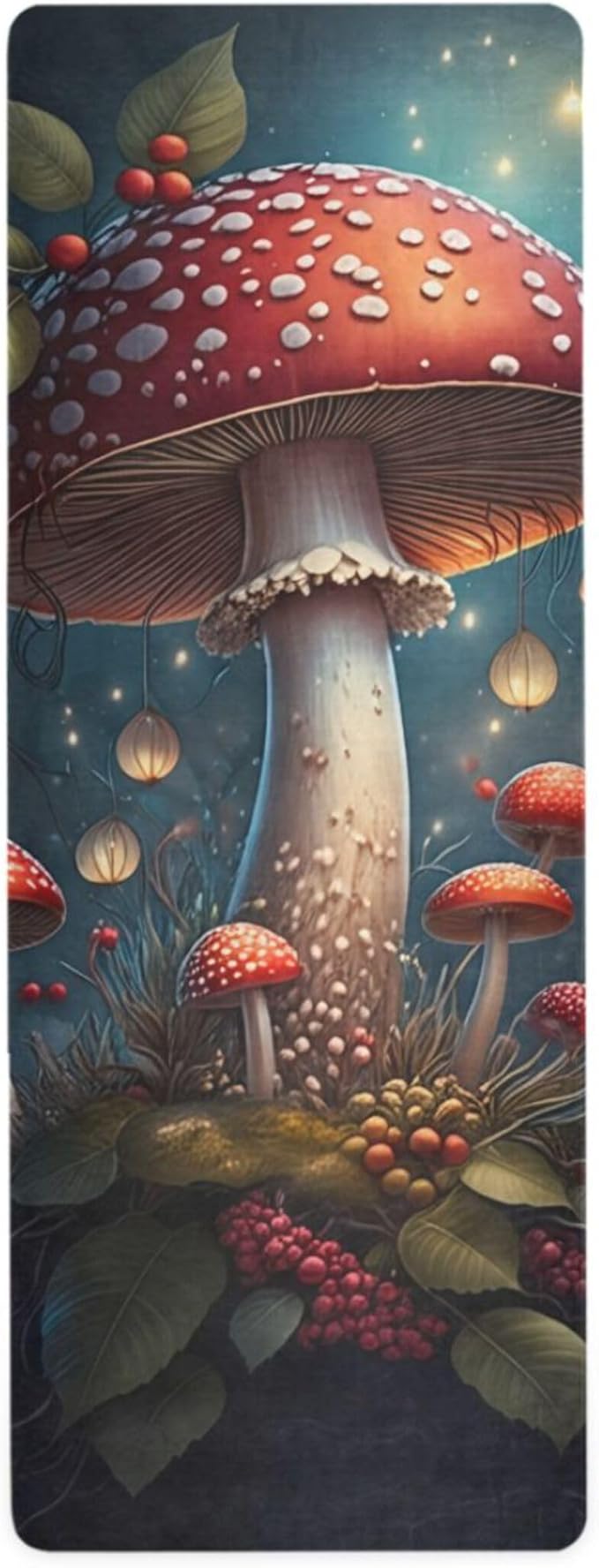 VEKELEE Large Red Mushroom Yoga Mat, 71” x 26” Non-Slip Sports Yoga Mat with Storage Bag, for Indoor and Outdoor Fitness E...