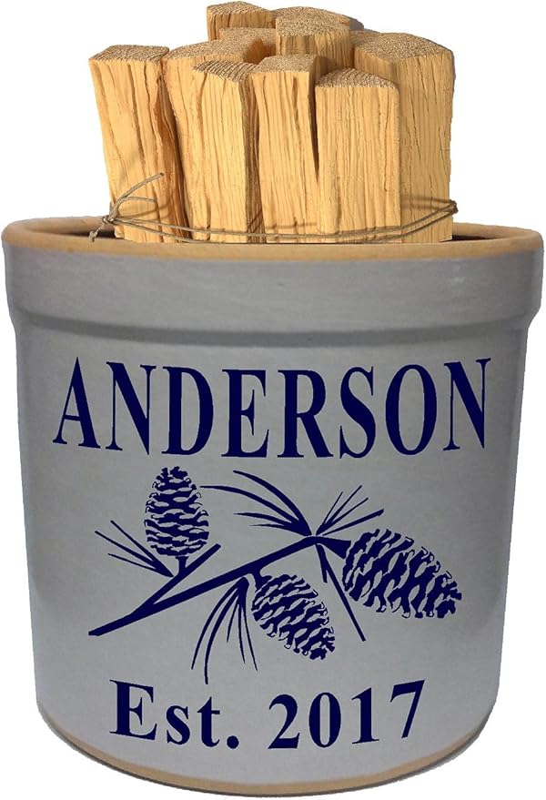 2 Gallon Personalized Stoneware Crock - Pinecone