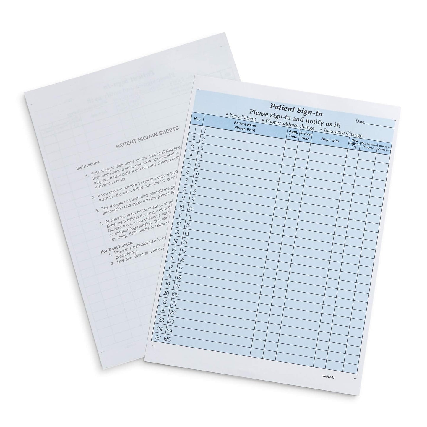 Blue Summit Supplies 125 Patient Sign in Sheets, HIPAA Compliant, Peel Off Adhesive Labels Carbonless 3 Part Forms with, for Privacy in Doctor, Medical, Dental Office, Blue, 125 Pack