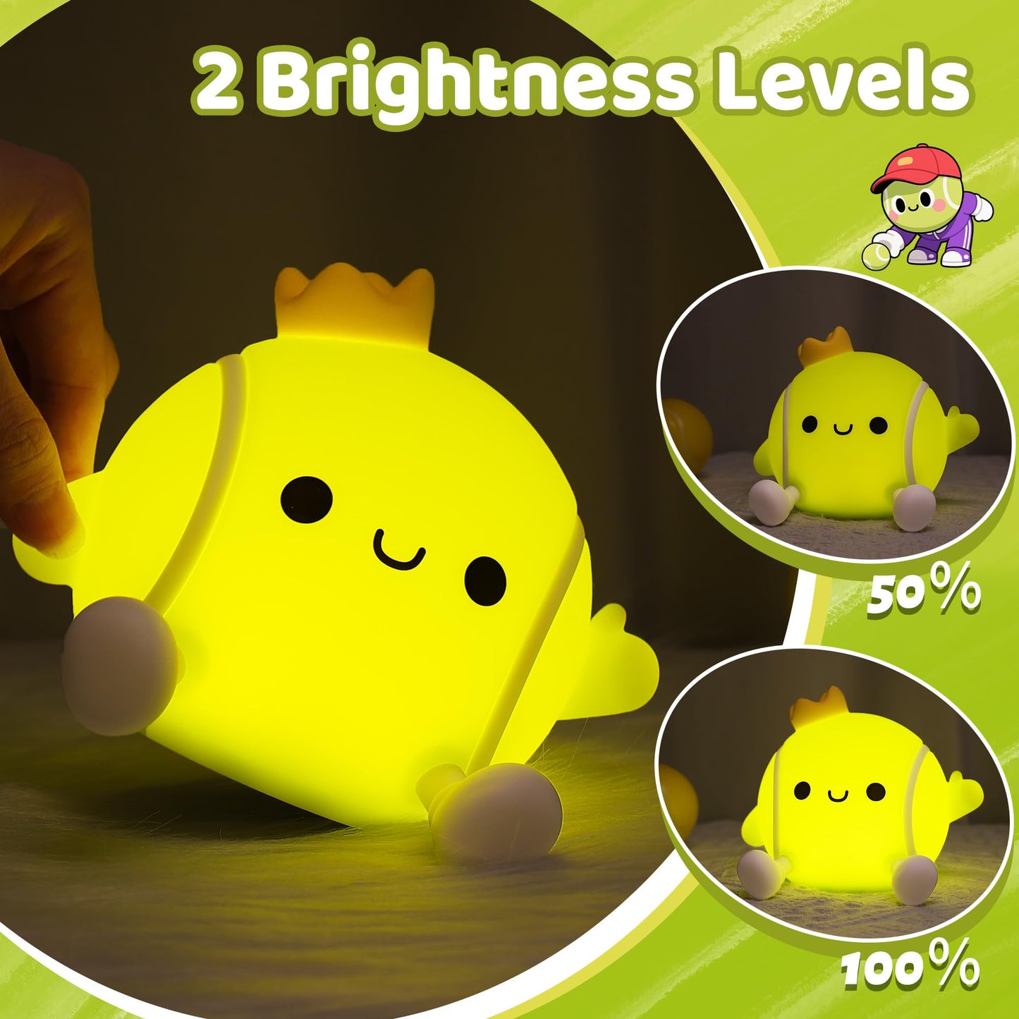 Attivilife Tennis Night Light  Tennis Ball Gifts For Kids  Rechargeable Nursery Bedroom Table Decor Dimmable Led Touch Lamp  Birthday Graduation Christmas Gift For Baby Boy Girl Teen mature-themed Athlete