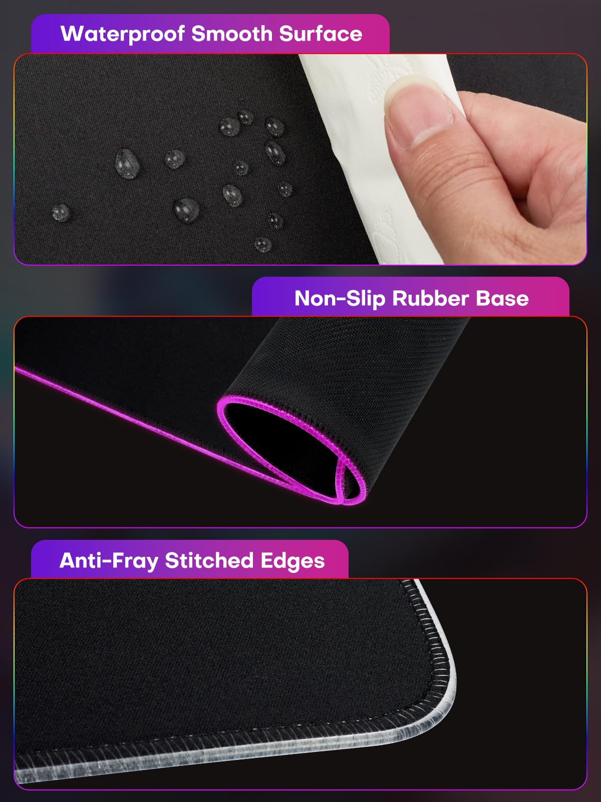abc.mat 2-in-1 RGB Gaming Mouse Pad with Wireless Charging, 31.5"x15.8" Large, 24 Light Effects, Non-Slip Base, Waterproof Ultra-Smooth Surface, No Adapter
