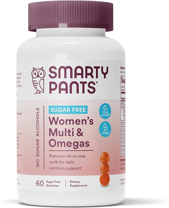 SmartyPants Women's Multivitamin Gummies, Sugar Free: Biotin, Methylfolate, Omega 3 (ALA), Vitamin D & Multivitamin for Men, Gummies: Omega 3 Fish Oil (EPA/DHA), Methylfolate, CoQ10