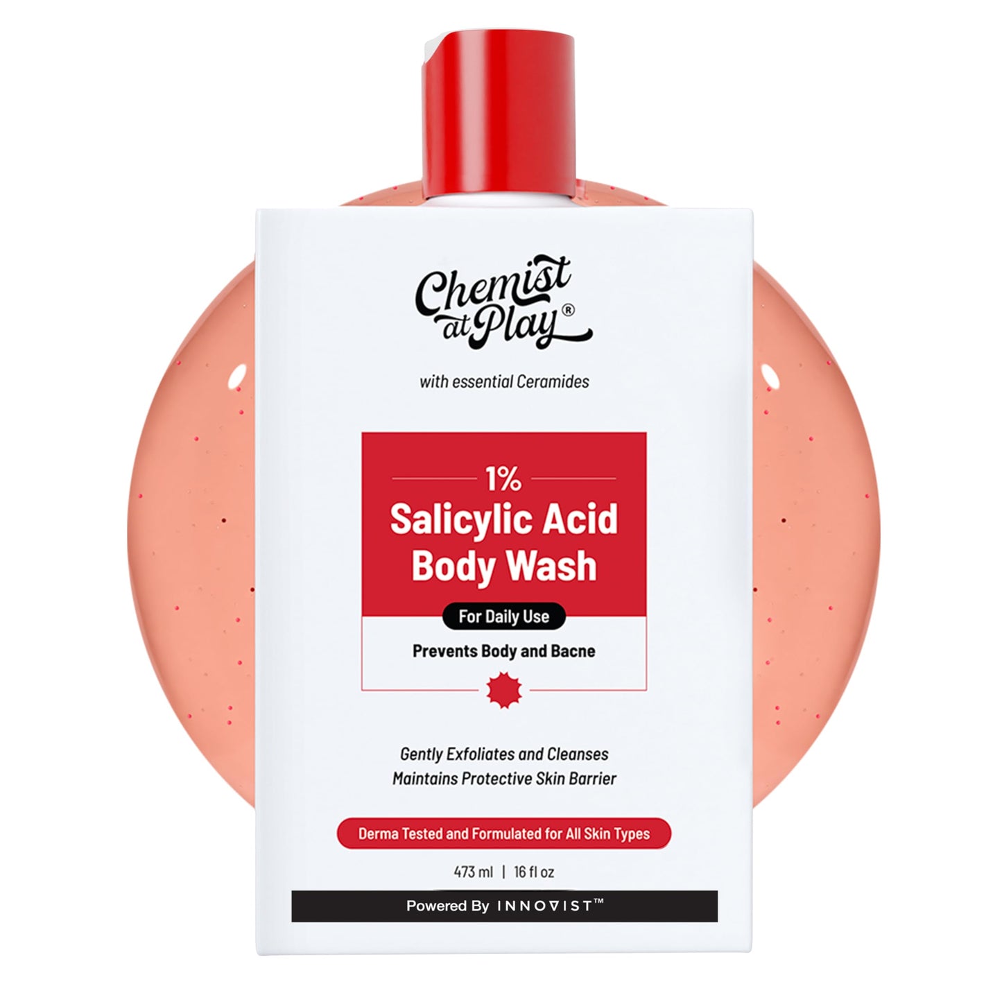 Chemist at Play 1% Salicylic Acid Body Wash 473ml | Paraben & SLS Free | Gentle Exfoliating Shower Gel | Prevents Body Acne, Bum