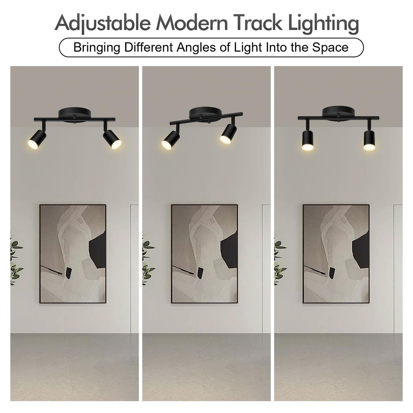 Auquee 2 Light Track Lighting Fixtures Ceiling  8W/2700K Black Track Lighting With Acrylic Lampshade & Rotatable Light Heads  20000Hrs Lifespan  Modern Led Track Lights Ceiling For Kitchen/Hallyway