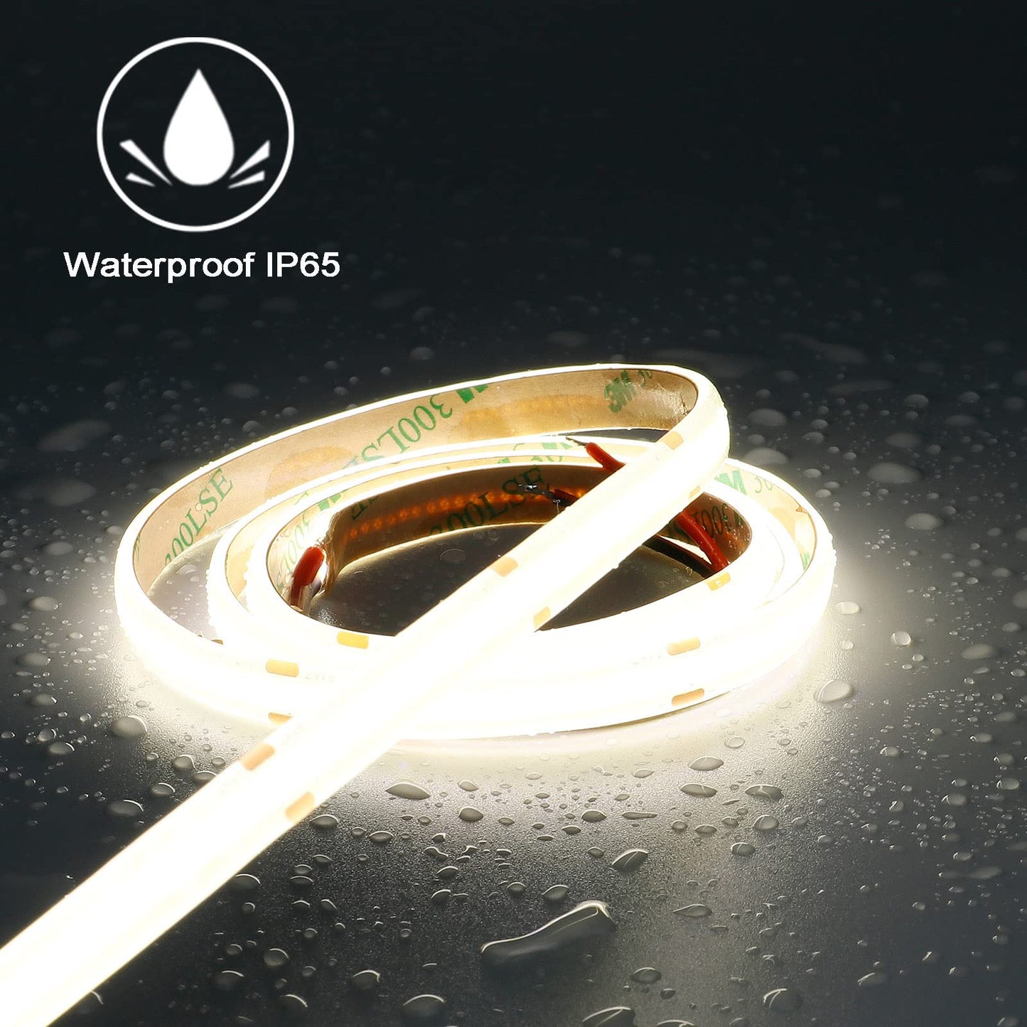 Topai 12V Cob Led Strip Light, 5000K Daylight White, 4000Lm, 16.4Ft, Ip65 Waterproof, Flexible, High Density, Model Cobw
