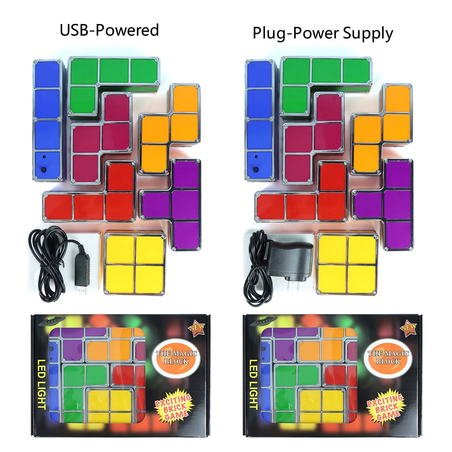 VEEKI Night Light for Kids, Stackable LED 3D Puzzle Lamp, DIY Tangram Light Blocks, Model 20, US Plug