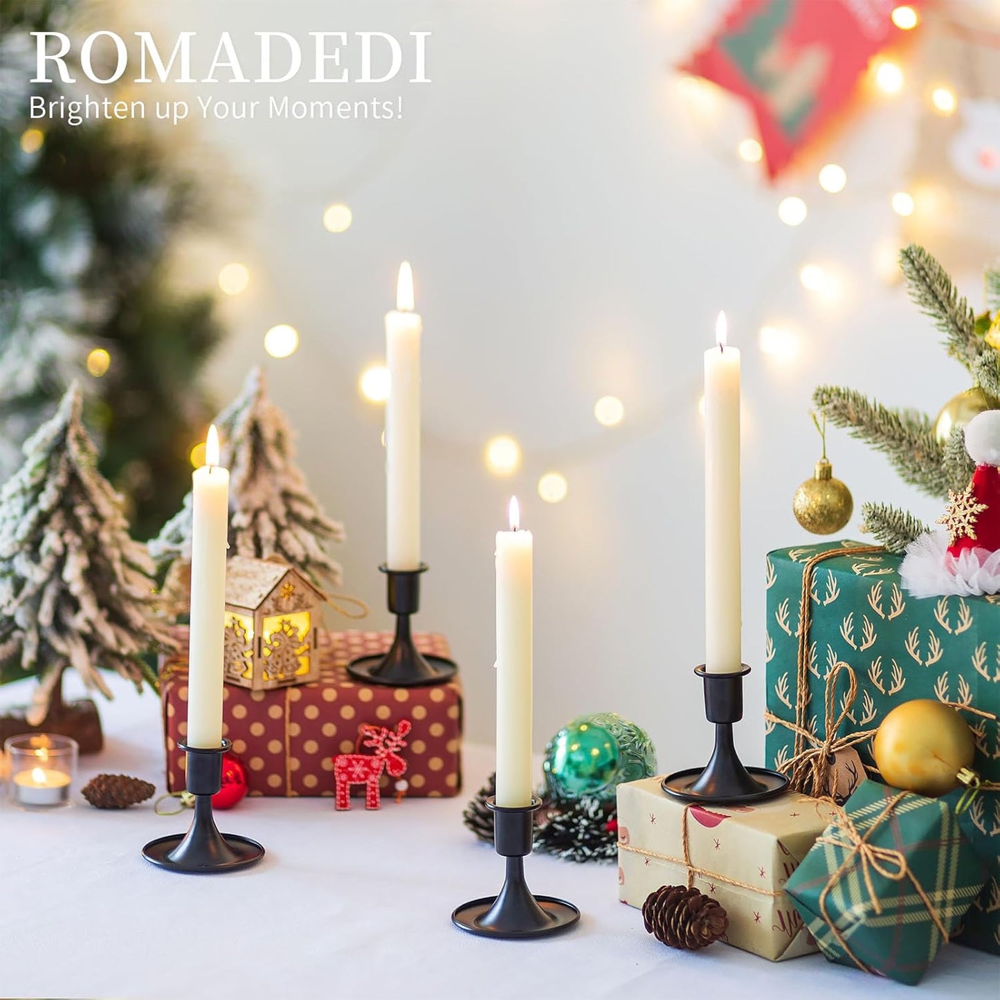 Black Candlestick Candle Holders for Taper ：6 PCS Romadedi Candle Stick Holder Set Vintage Table Centerpiece Halloween Decoration Wedding Christmas Fireplace Mantel Home Deocr