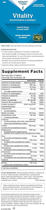 Melaleuca Multivitamin & Mineral Supplement for Men, Powered by Oligo (60 Tablets) — Supports Energy & Overall Health / Organically Bound for Maximum Absorption and Antioxidant Protection