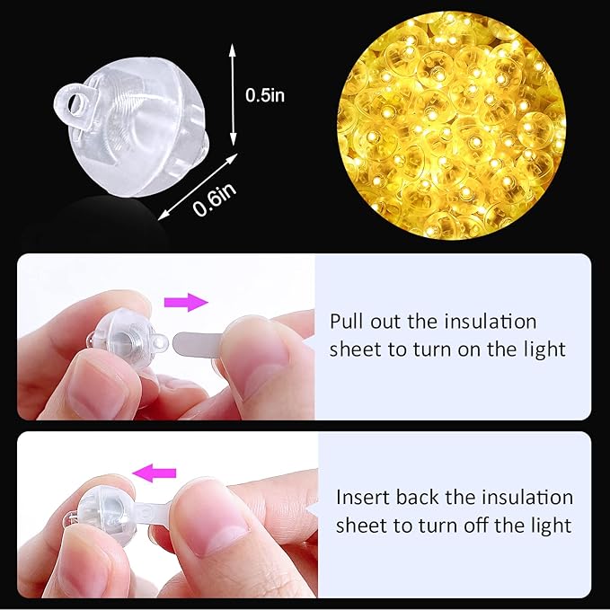 ZGWJ 100PCs Mini Led Lights for Paper Lantern, Led Balloons Light up Balloons for Neon Party Lights Easter Eggs Christmas Halloween Birthday Party Wedding Decoration