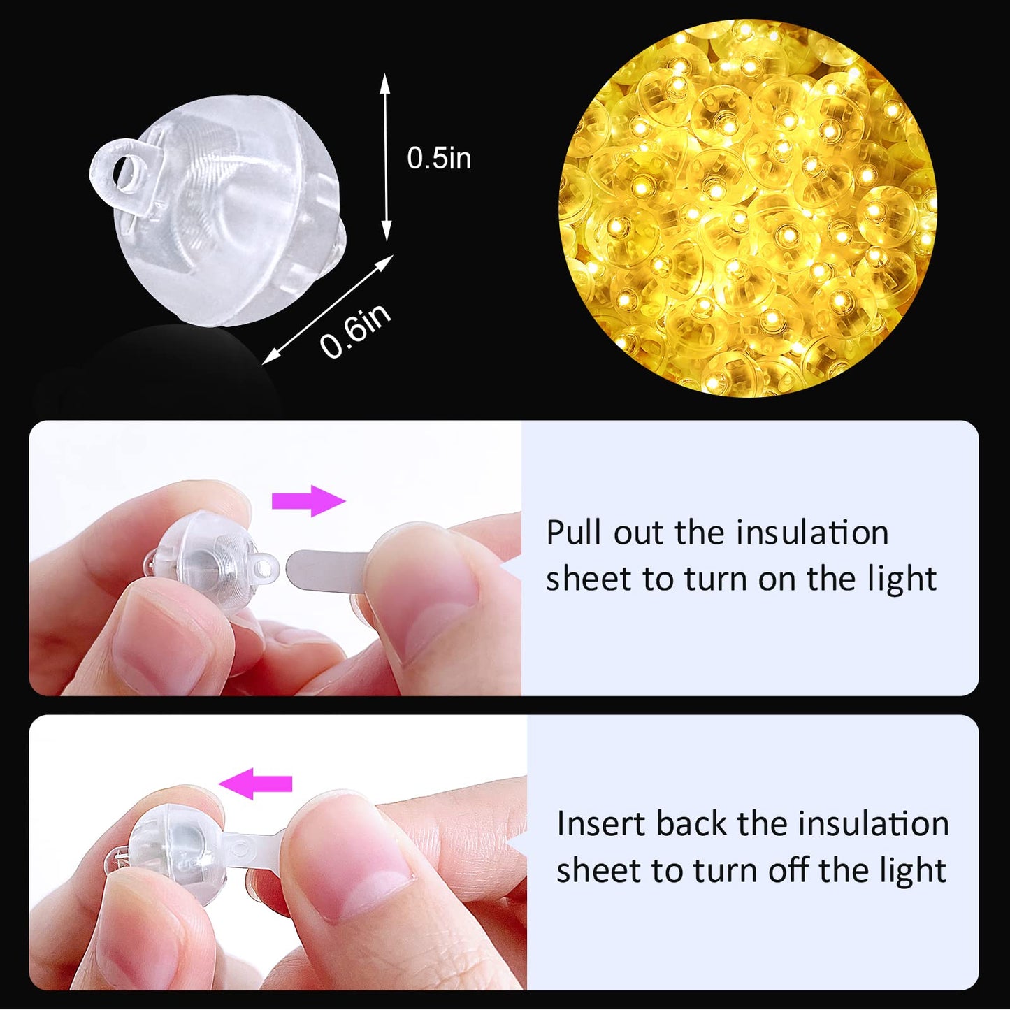 ZGWJ Mini LED Lights, Warm White Plastic Balloons Lights for Party Decorations, 100 Pcs