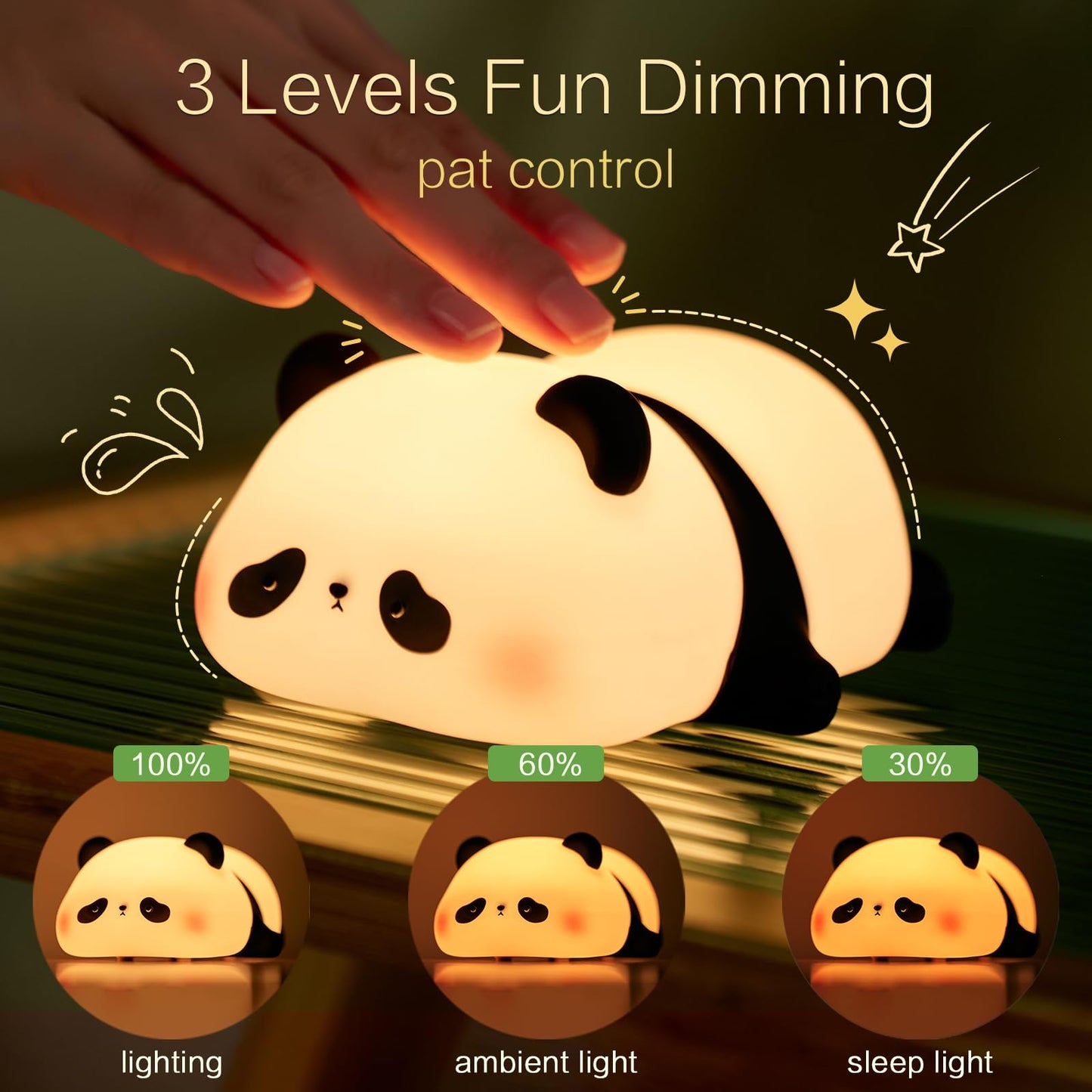 Yr Yrhh-Pet Panda Cute Night Light  Led Panda Lamp  Dimmable Novelty Animal Light  Food Grade Silicone Squishy Nightlight  Light Up Desk Decor For Bedroom College Dorm  Boys Girls Cute Pandas Gifts