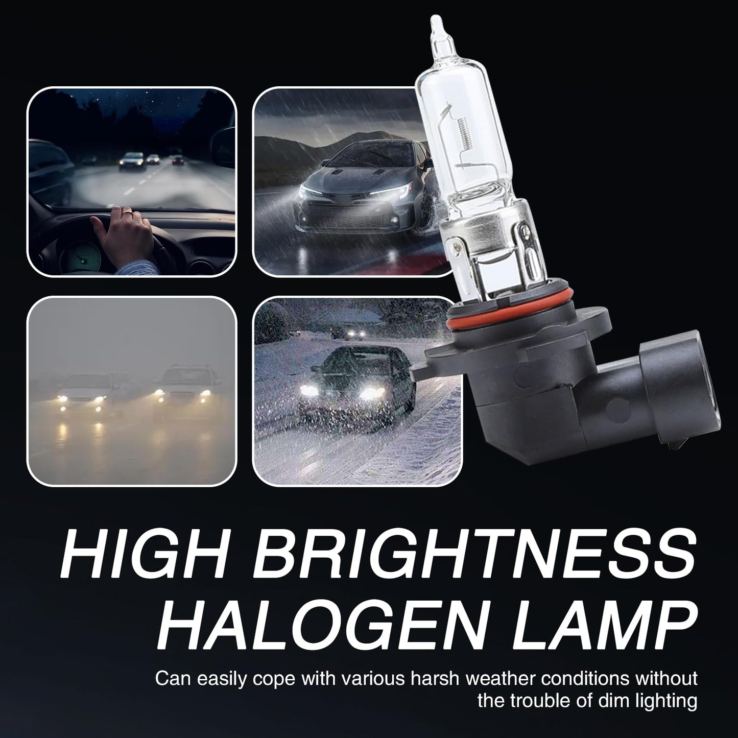Awlbed 2 Pcs Car Halogen Fog Light Bulb  12V 55W Waterproof Glass Vehicle Spotlights Replacements  Universal Automotive High Beam Lighting Accessories For Truck Suv Car (White Light #9005)