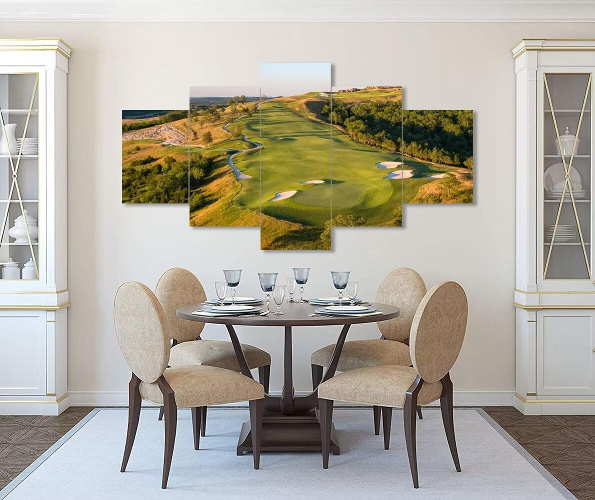 chenchenArt Paynes Valley Golf Course Wall Art for Office Living Room Bedroom Wall Decorations Paynes Valley Golf Course Picture Poster Canvas Prints Framed Ready to Hang(50''W x 24''H)