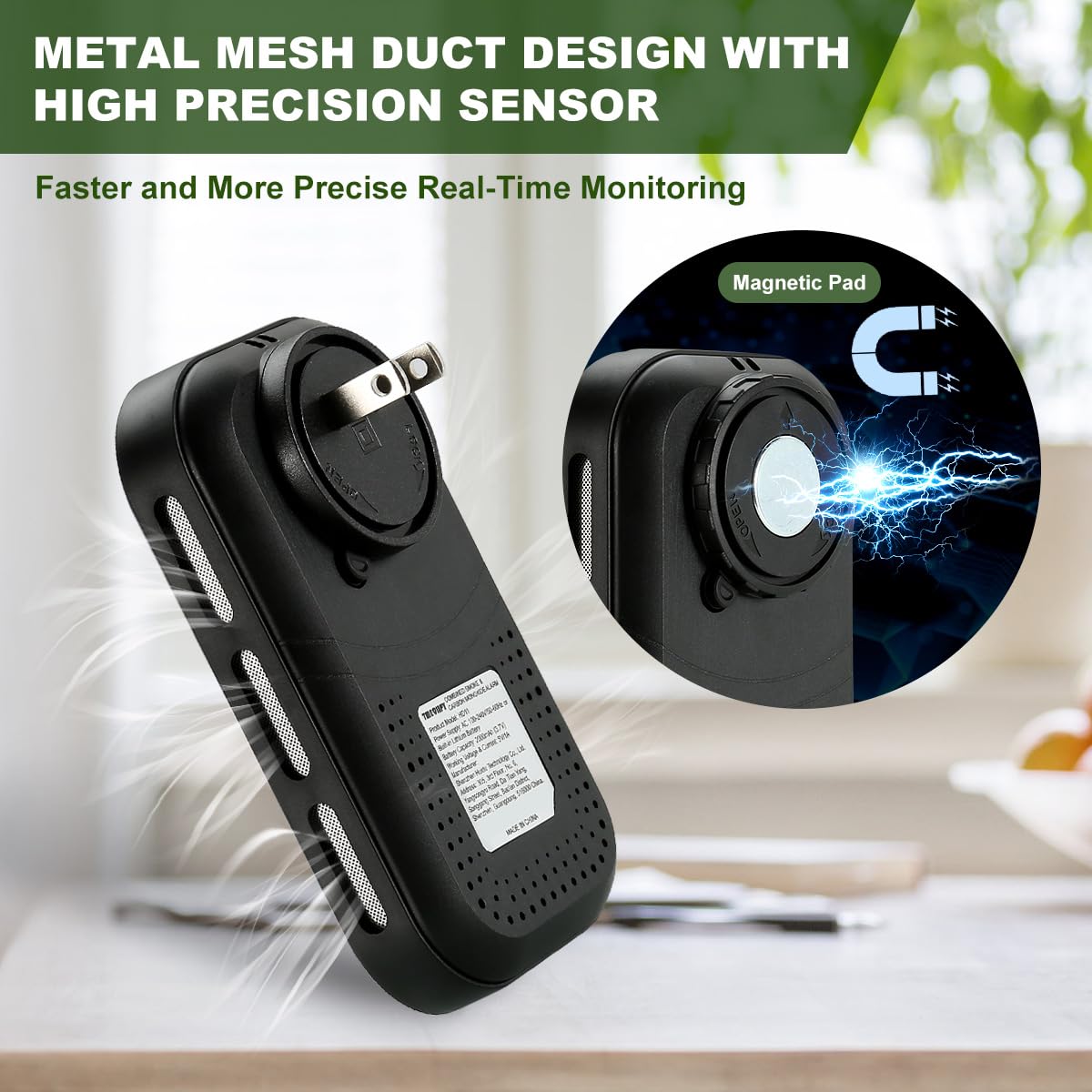 2pcs Carbon Monoxide Detector Plug in Wall, Portable Carbon Monoxide Alarm, 4-in-1 CO Detector Smoke Alarm Humidity & Temp Meter, HD Screen, CO Monitor for Home Travel Camping RV (Black)