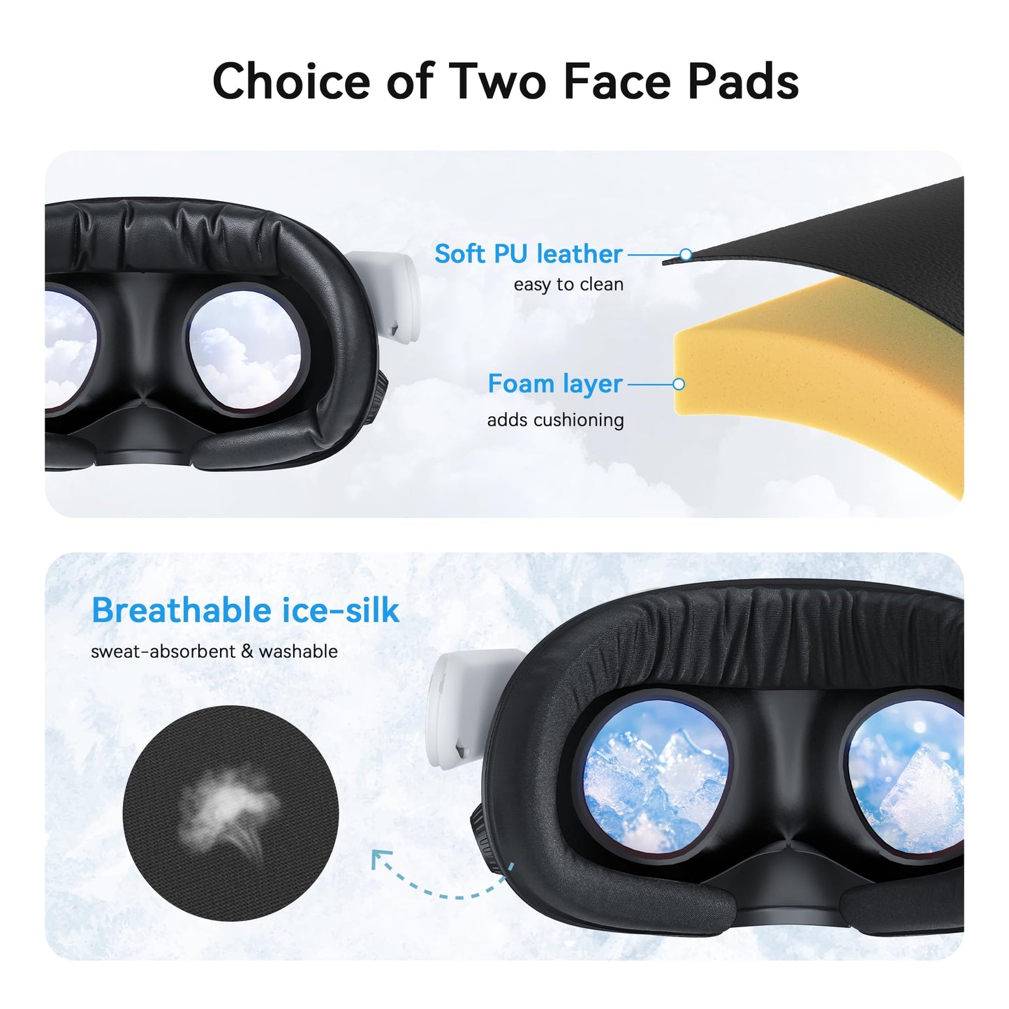 AMVR FC4 Upgraded Face Cover Pad Facial Interface Compatible with Meta/Oculus Quest 3 Accessories, with Knob Adjustable, NOT Compatible with Meta Quest 3S (Better for Halo Head Strap)