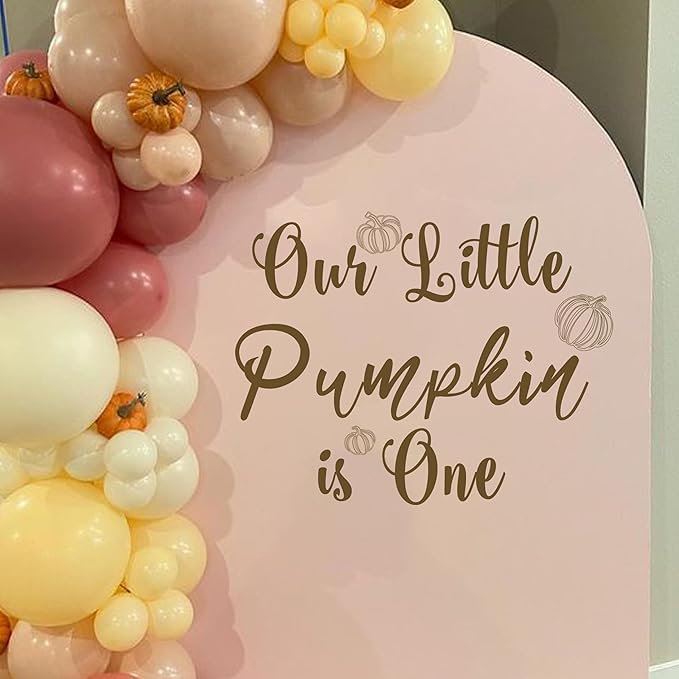 Our Little Pumpkin is One Decal - Little Pumpkin 1st Birthday Decorations Decal, Fall Halloween First Birthday Decor, My First Thanksgiving Birthday Decor Sticker for Backdrop, Balloon Arch