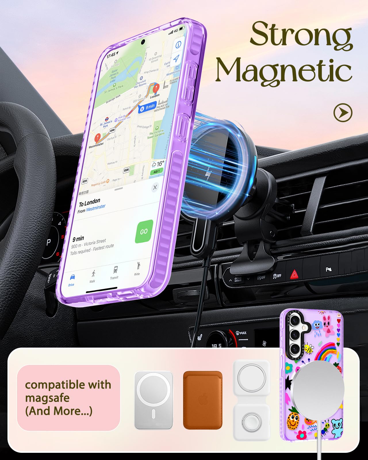 Lotadilo Cute Case For Samsung Galaxy S25 Plus For Women Girls - Funny Crayon Drawing Design Compatible With Magsafe Magnetic Ri