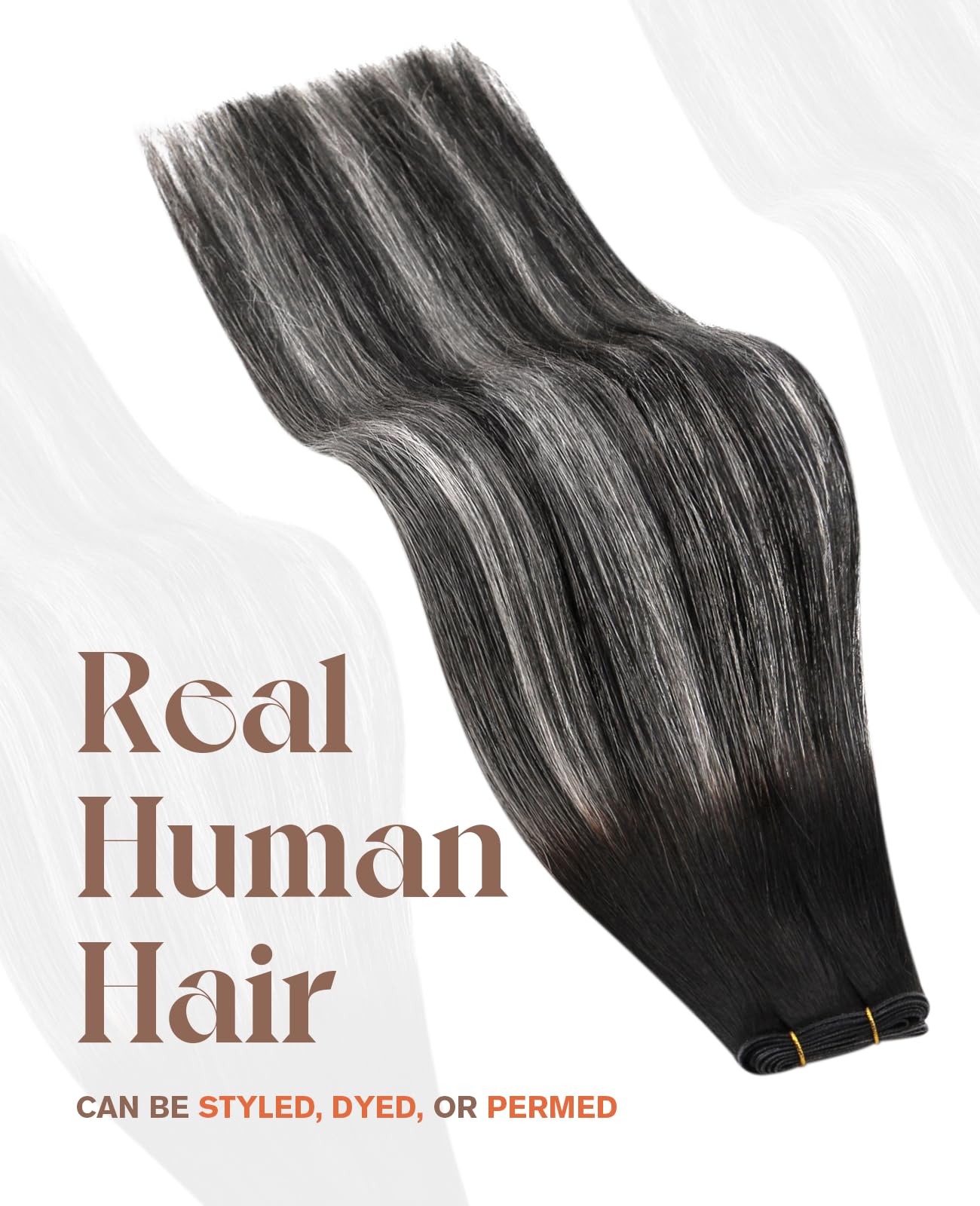 Sunny Hair Sew in Genius Weft Hair Extensions Black Balayage Sew In Hair Extensions Real Human Hair Black Ombre Silver Grey Geni