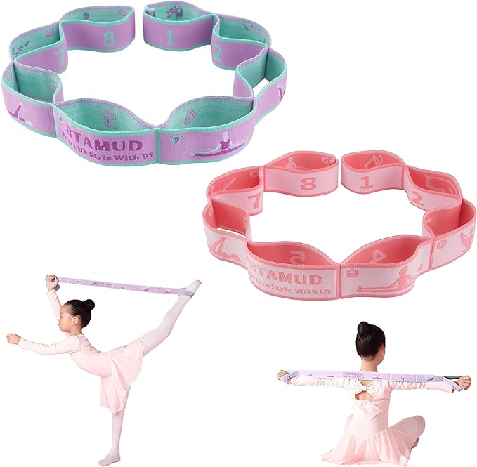 BTAMUD 2 PCS Stretch Strap for Kids Dance Elastic Band for Children Gymnastics Stretching Strap Kids Stretching Bands Mult...