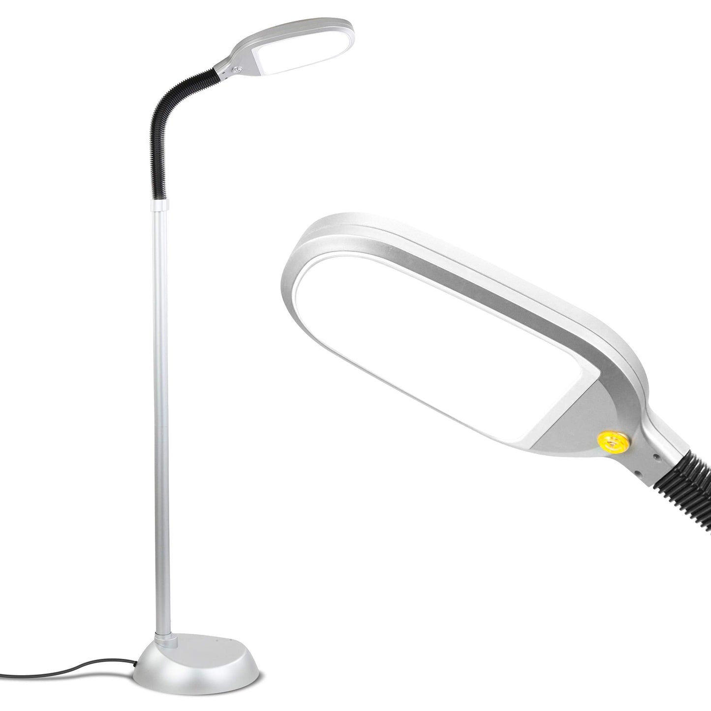 Brightech Litespan LED Floor Reading Lamp, 12W, 850-950 Lumens, Adjustable, Titanium Silver, Model FBA_LTSPNSL