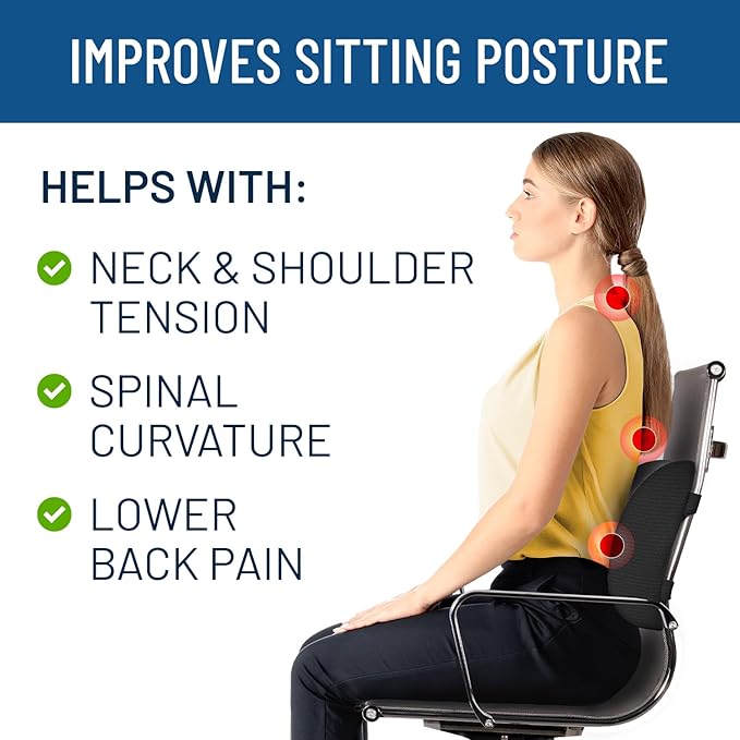Everlasting Comfort Lumbar Support Pillow for Office Chair - Memory Foam Back Cushion for Chair, Car, Couch - Lumbar Pillow Promotes Better Posture, Back Pain Relief - Gaming and Desk Chairs - 2 Pack