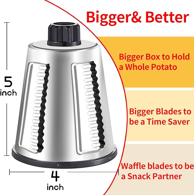Rotary Cheese Graters with 4 Blades, Hand Crank Cheese Grater with Waffle Slicer, Red, Black and White Cheese Shredder with Suction Base, Easier for Shredding & Grating (Black, 4 Graters)