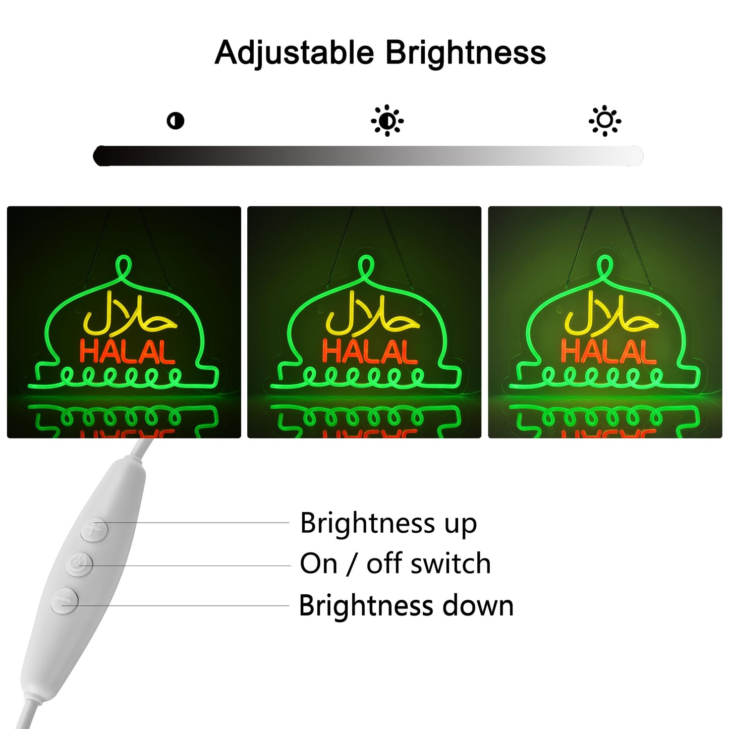 Jomobuty Halal Neon Signs Halal Food Arabic Restaurants Led Light Up Signs For Business Store Wall Decor With Dimmable Switch Christmas Party Gift Usb Powered 16.1 X 11.8