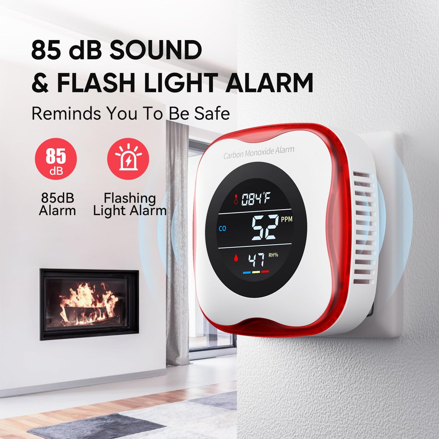 Carbon Monoxide Detectors Plug in, 3-in-1 Portable CO Detector with Temperature & Humidity Display for Home, Hotel, RV & Travel