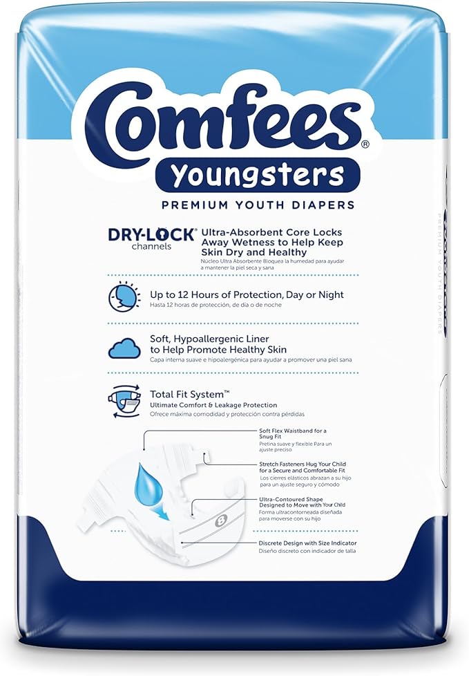 Comfees Youngsters Youth Incontinence Brief 8 Heavy Absorbency Contoured, CMF-8, 80 Ct
