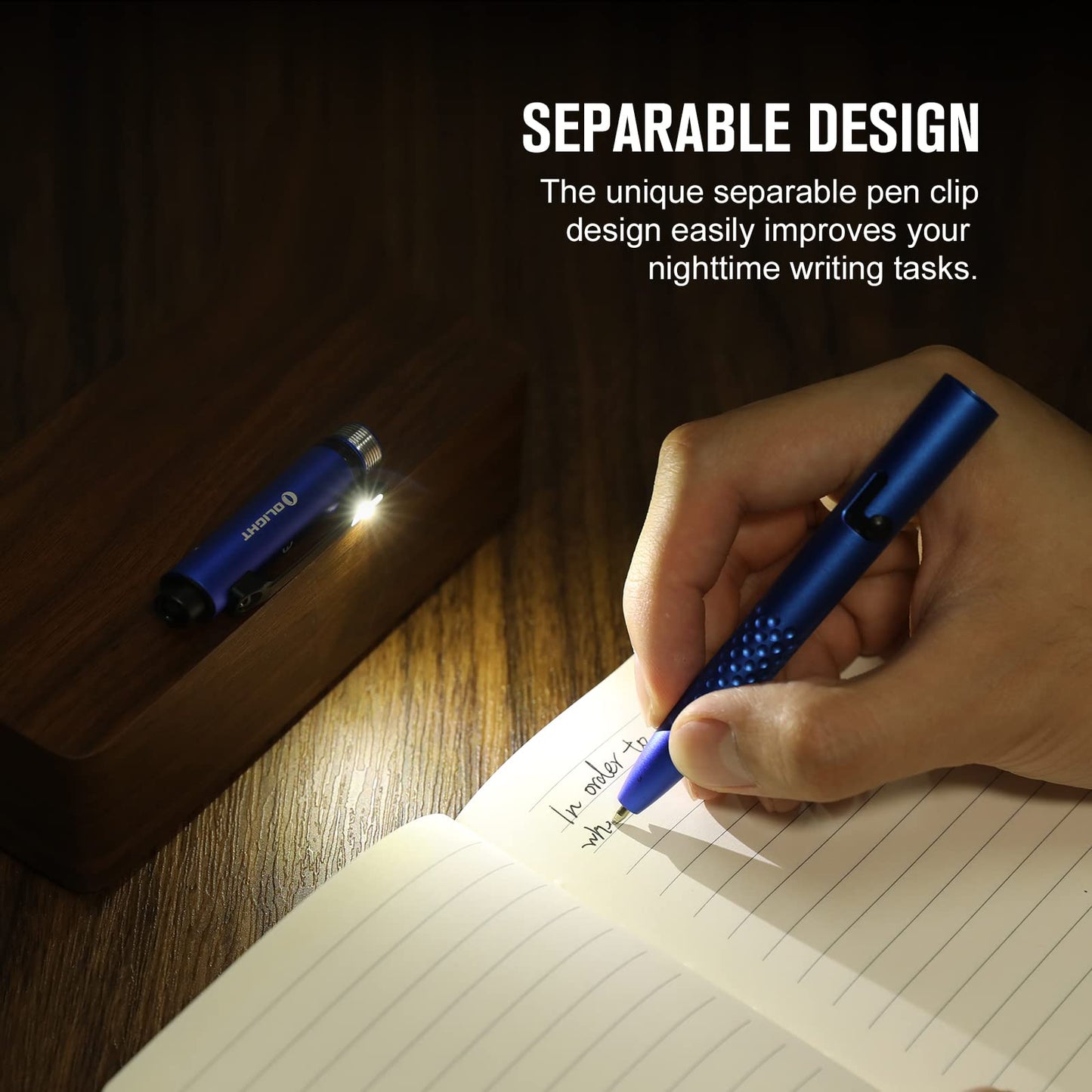 OLIGHT OPen Glow EDC Pen Light, 120 Lumens, Rechargeable, Blue, Model: Open Glow