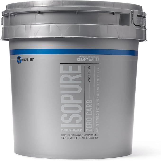 Isopure Zero Carb 100% Pure Whey Isolate Protein Powder, Lactose Free, Gluten Free, With Vitamins, Creamy Vanilla, 25g Protein Per Serving, 7.5 Lbs, 110 Servings (Packaging May Vary)