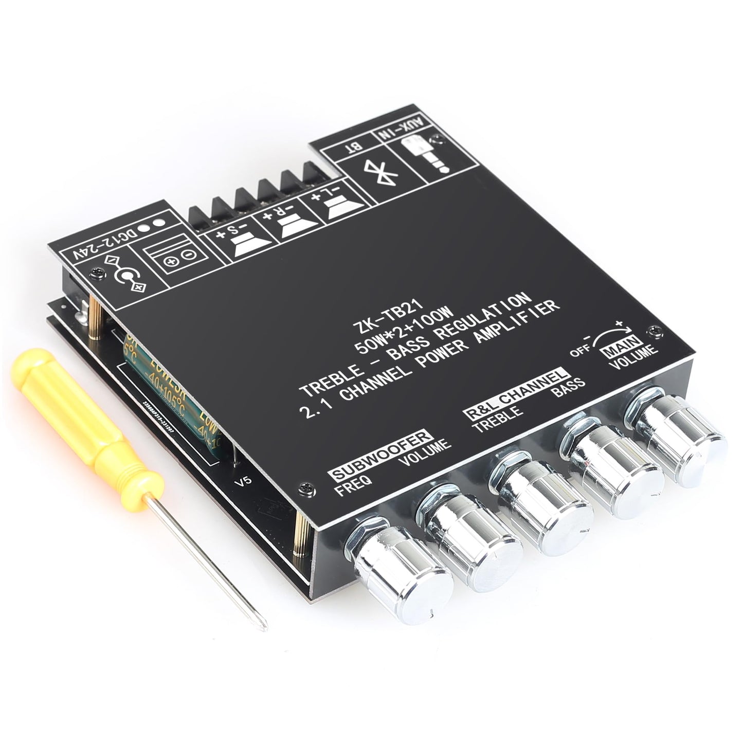 Zk-Tb21 Bluetooth Amplifier Board 2.1 Channel,50W+50W+100W Power Output Class D Amp Module With Dual Tpa3116D2 Chip (Zk-Tb21)