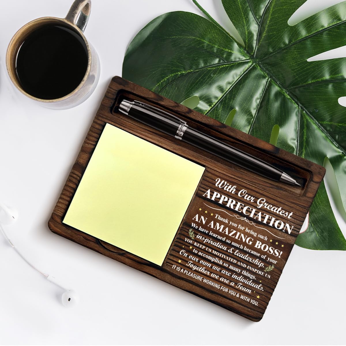 Boss Appreciation Gifts for Men, Thank You Gifts for Boss's Day Retirement Go Away Birthday, Best Boss Gift Self-Stick Note Pad Holders Office Cubicle Decor
