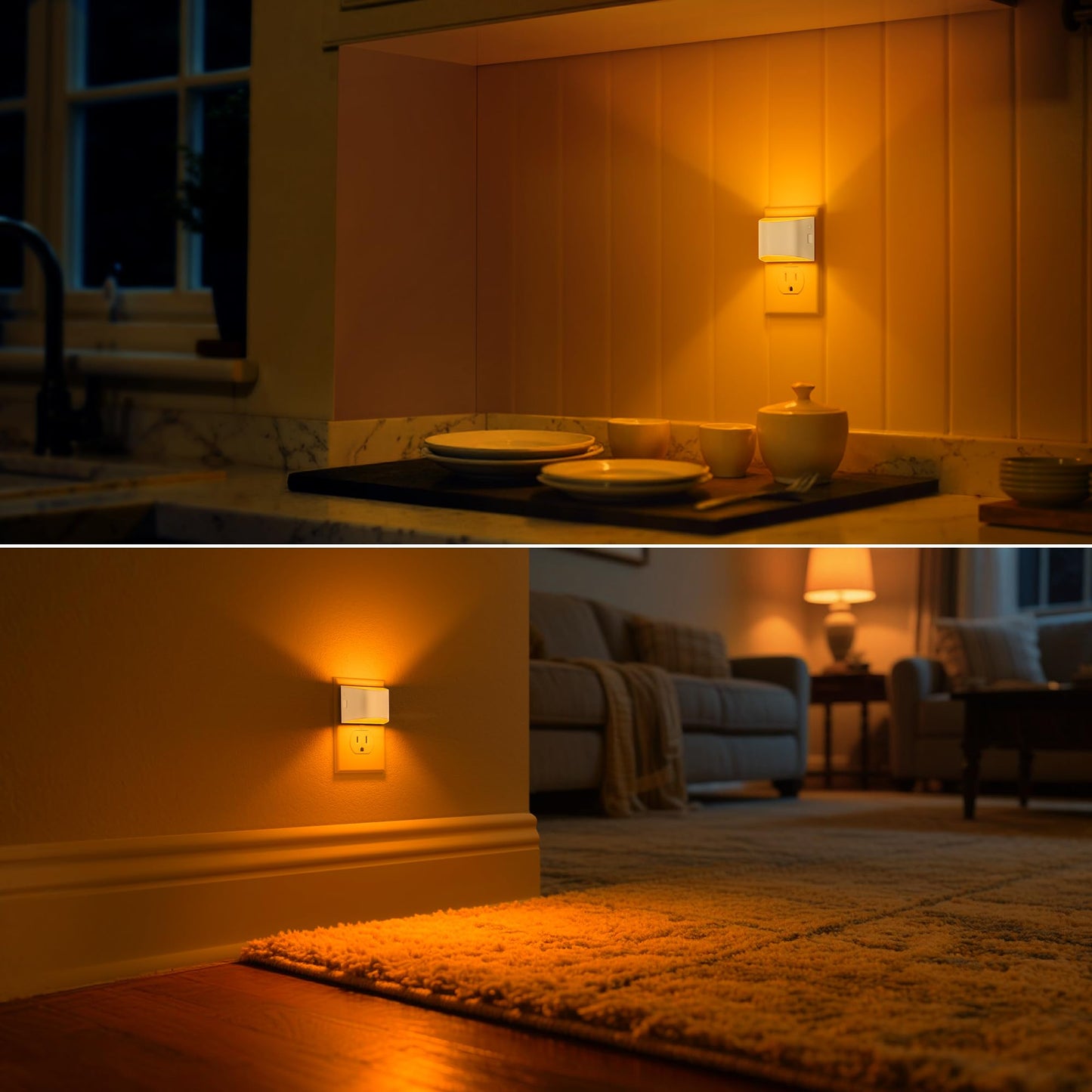 Doresshop Led Night Light[2 Pack]  Night Lights Plug Into Wall  3 Level Brightness Adjustable Plug In Night Light  Dusk To Dawn Sensor Nightlights For mature-themeds Bedroom Bathroom Hallway Amber White Cover